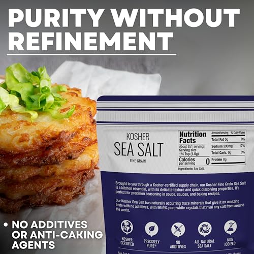 Fine Grain Kosher Salt, Fine Replacement for Table Salt, Non-Iodized & Natural for Table Shakers, 30 oz Bag