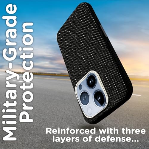 Image of AIBEX Aramid Fiber Mag-Saf Case Compatible for iPhone 13 Pro | Slim Protective Back Cover with Built-in Magnets | Wireless Charging Support | Camera Ring Stand | Shockproof with Air Guard Corners