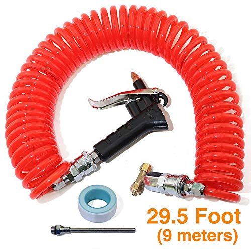 KOOTANS Truck Dust Air Blow Gun Kit 29.5FT(9M) Long Air Hose Coil Air