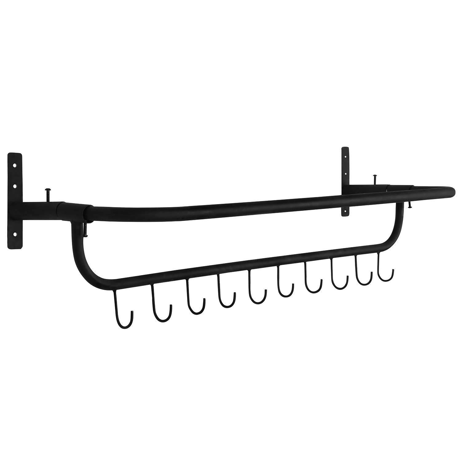 MyGift Black Metal Wall Mounted Basket Ball Holder and Sports Equipment