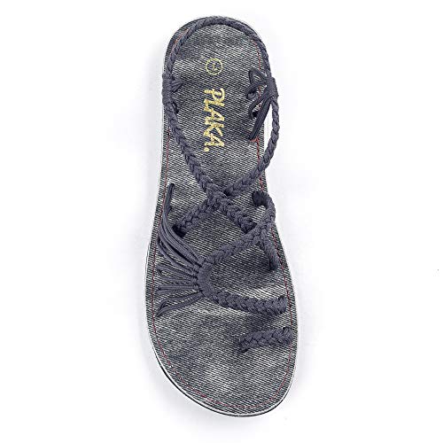 Image of Plaka Flat Sandals for Women Palm Leaf