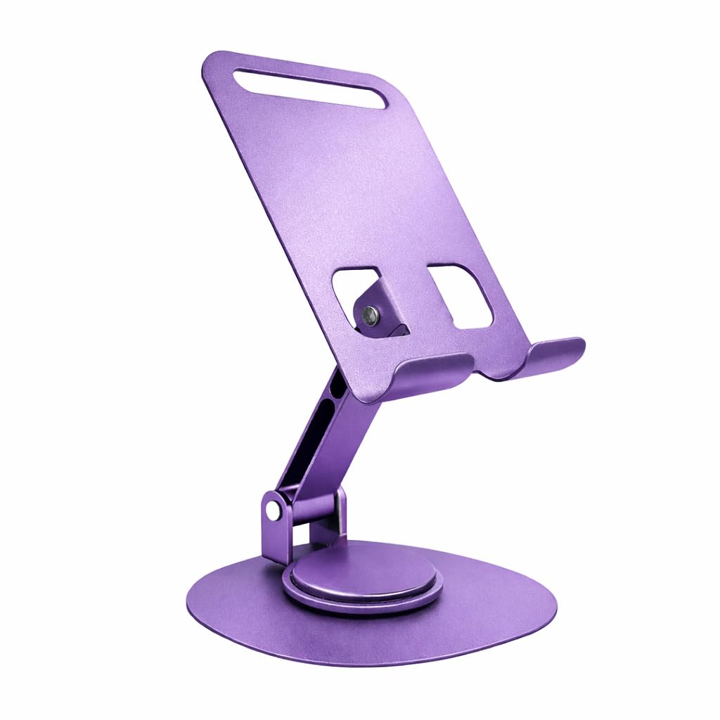 First Vision India Solutions | Premium - Thin & Light | 360° Rotatable Adjustable Metal Mobile Stand, Foldable Anti-Slip Desk Phone Holder for Smartphone and Tablet (Premium- Thin & Light - Purple)-image-48