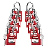 TRADESAFE Lockout Tagout Safety Padlock - Red - 10 Pack - Keyed Differently - OSHA Compliant - Stainless Steel Shackle - Premium Grade