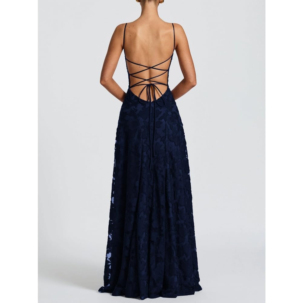 Pizzo Floreale Jacquard Abiti da Damigella D'Onore Elegante Corsetto Spaghetti Strap Backless Chiffon Donne Formale Prom Dress