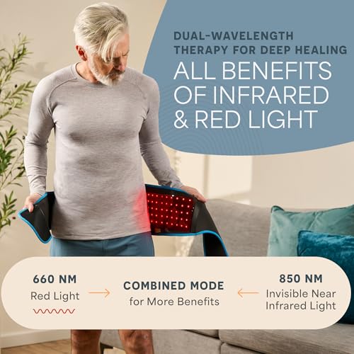 Lifepro Red Light Therapy Belt – Infrared Red Light Therapy for Body, Back Pain and Shoulder - 660nm & 850nm Near Infrared Heating Pad – Adjustable & Portable for Wellness & Relaxation