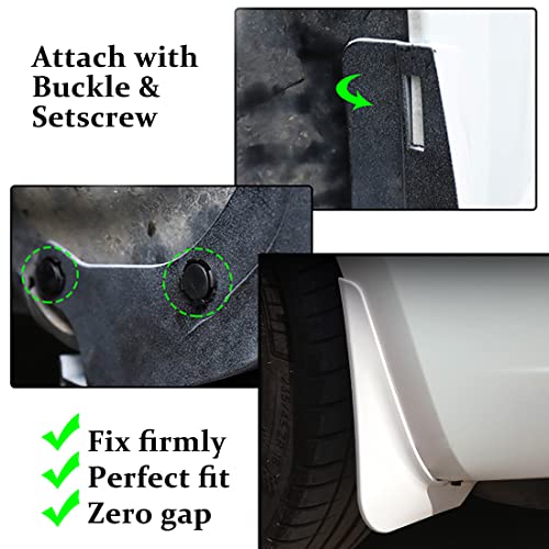 Image of Mud Flaps for Tesla Model 3 2016-2023 Splash Guards Front Rear Fender Protection Mudflaps No Need to Drill Holes (Set of 4, White)