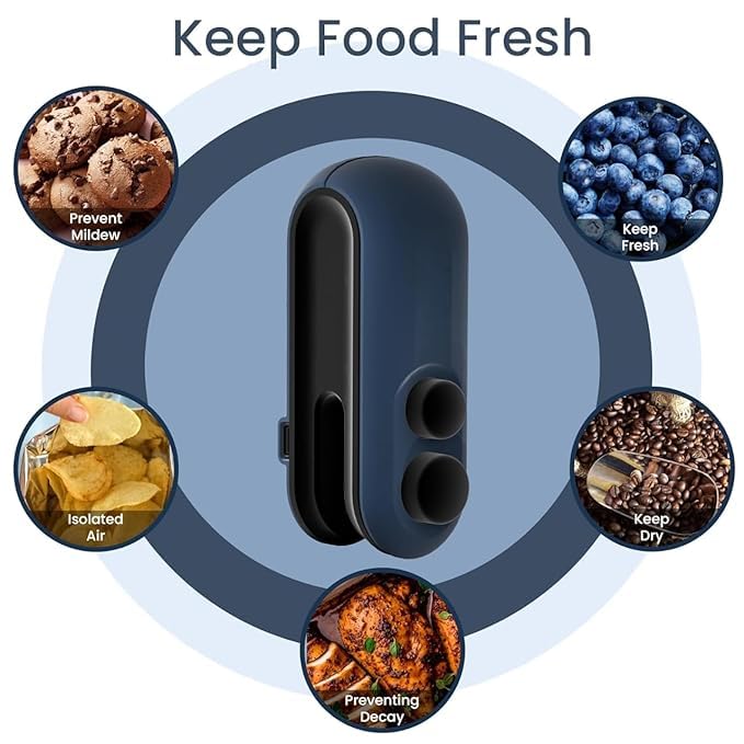 Image of ARISTOVA Portable Mini Sealing Machine | 2-in-1 USB Rechargeable Magnetic Bag Sealer with Cutter | Handheld Packet Sealer | Type C Charging Vacuum Sealer for Food, Snacks & Chips | Blue