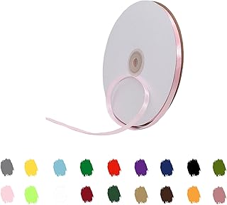 JAZZEEL Pink Thin Satin Ribbon, Extra-Long 6mm x 91m Spool, Fine Polyester Fabric for Crafting, Cake Decor, Hair Bows, Christmas Decor, and Delicate Wedding Car Decor