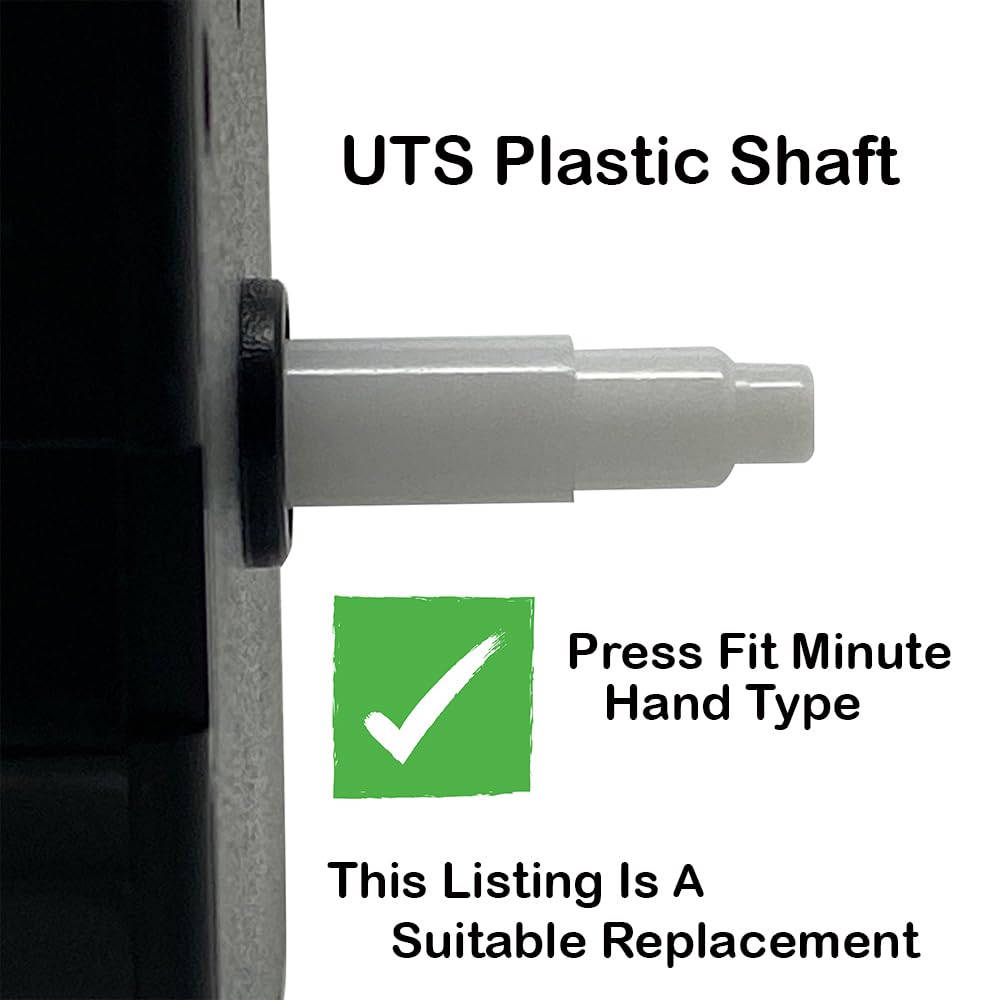 Movimento per orologio a batteria UTS standard tedesco con albero in plastica IEC R6+ Ruota di regolazione nera di ricambio Adatto per ricambio Junghans (Albero da 11mm - Quadranti fino a 1-2mm)