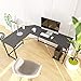 Simlife L-Shaped Desk Black Corner Gaming Computer Desks for Home Office PC Workstation Table,Wood & Metal