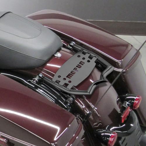 Mofun Detachable Luggage Rack Rear Grab Handles Bracket Kit Crown Luggage Rack Compatible with Harley Touring Street Glide Electra Road Glide Road King 2009-2025, Black - Thumbnail 5