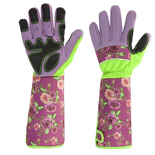 Long Sleeve Gardening Gloves Pruning Thornproof Garden Gloves with Extra Long Forearm Protection for Gardener Puncture Resistant (Color : Purple)