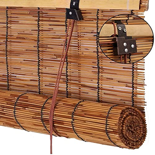 Outdoor Blinds Roll Up Shade,Bamboo Roll Up,Roman Roller Blinds,Reed Curtains With Lift,Sun Protection, Roller Blind For Indoor And Outdoor Retro Reed Curtain, Customizable-23×59In(Wxh)-Brown #TOP1