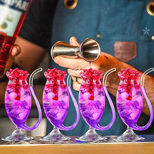Gift Set-Halloween Vampire Cocktail Wine Glasses Set Of 4 Port Sipping Sipper Cups 8Oz Goblet Martini Clear Glass With Built-In Straw For Cocktails Juice Whiskey Home Bar Party Club Glassware Barware #TOP1
