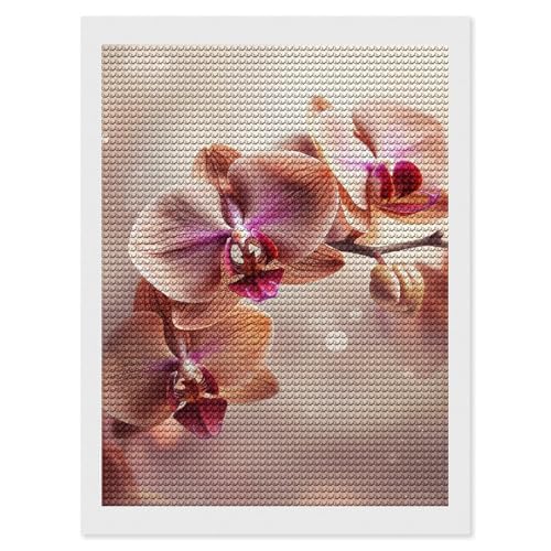 Broderie diamant Orchidée à faire soi-même pour créer une décoration murale zen au salon