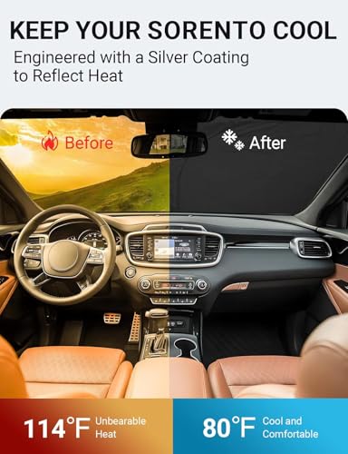 Image of Proadsy 2026 Upgrade Front Windshield Sun Shade Foldable Sunshade Protector Custom Fit 2015-2020 Kia Sorento Accessories