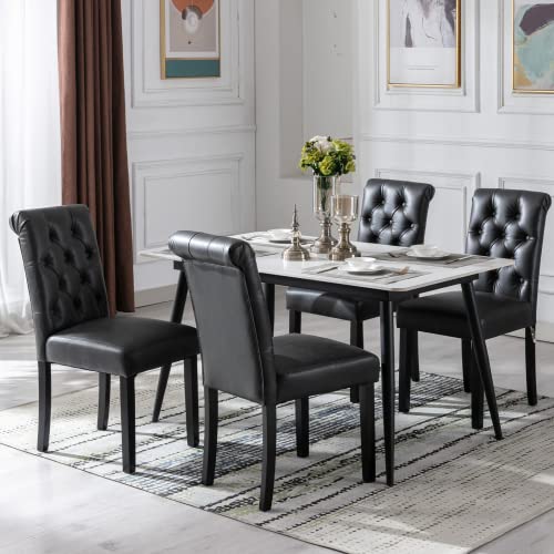 Janoray PU Leather Upholstered Dining Chairs Set of 4 Tufted