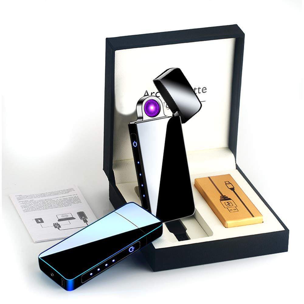 SinLoon Mini Briquet à Arc USB Rechargeable – Coupe-Vent, Ultra-Léger 5,4g, Approuvé En Avion, Lot De 2 Avec Câbles