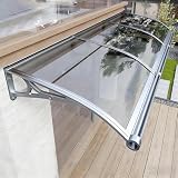 Pensilina Curva Trasparente in Policarbonato【ERRTSDB tettoia 120x360cm, Grigio Argento+Trasparente】per luce naturale, pergola, carport, grandine e intemperie con Groove di Scarico