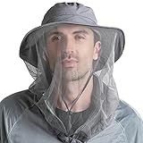 Peicees Head Net Hat for Men Women Adventure Fishing Hat Safari Hat for Hunting Camping Hiking Dark Gray