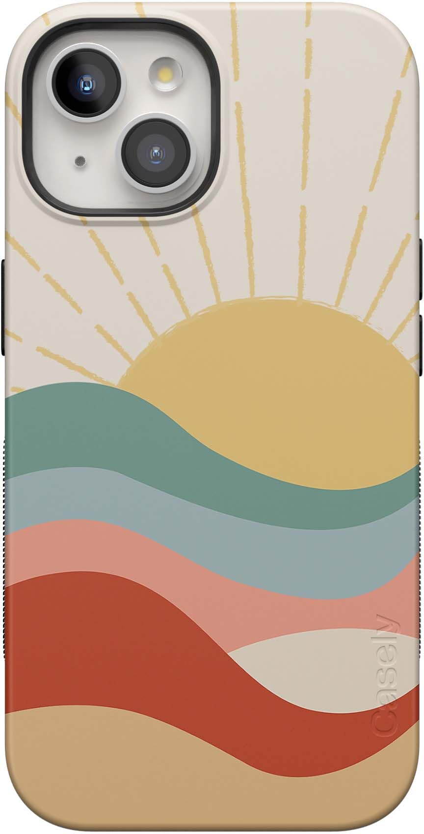 Casely iPhone 14 Case | Here Comes The Sun | Colorblock Sunset | Compatible with MagSafe | Bold Protective Design