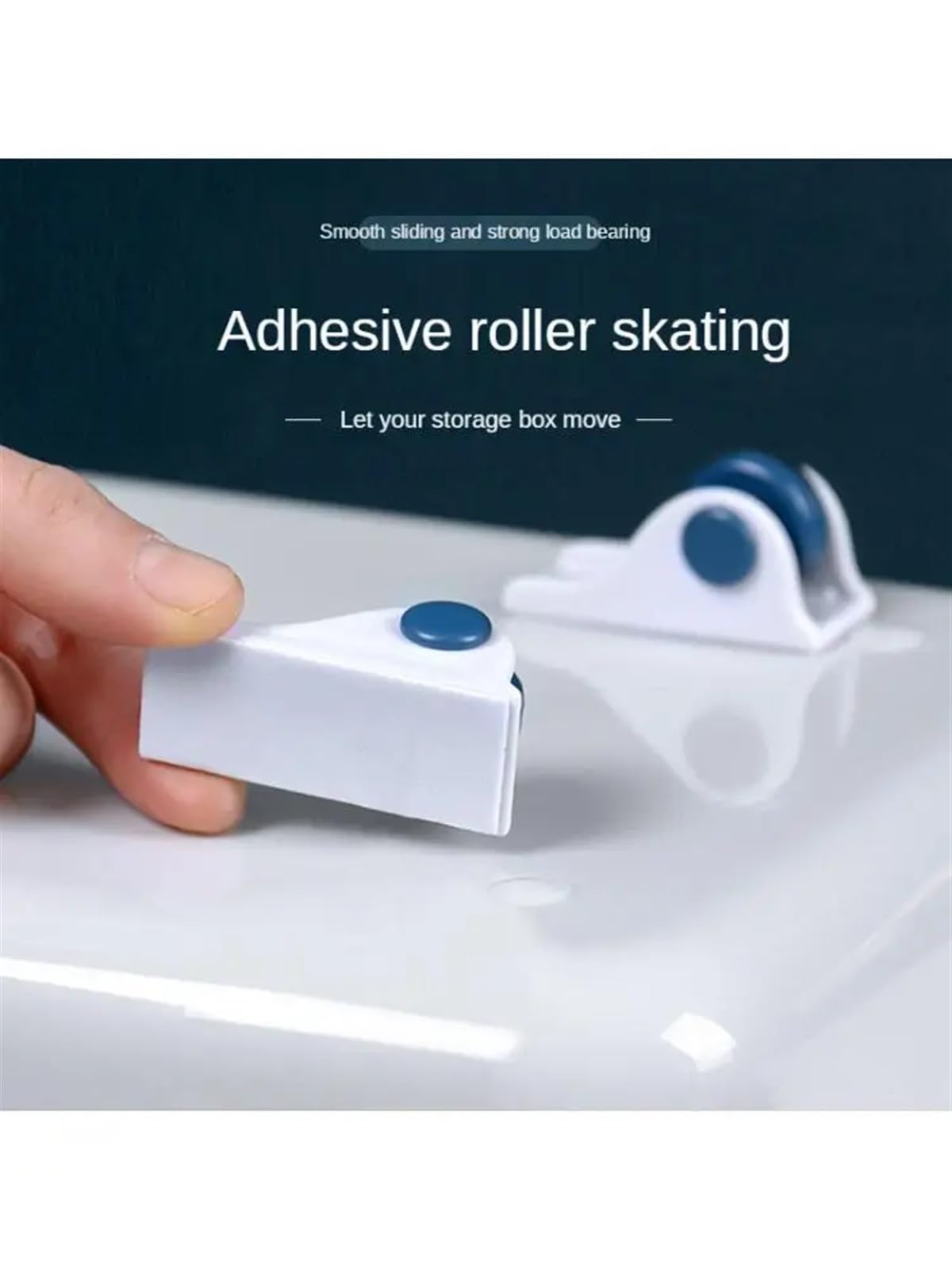 DFLPBHAV 4 Pcs/Lot Adhesive Roller Multifunctional Household Directional Pulley Storage Box Finishing Rack Creative Bottom Caster, Blue