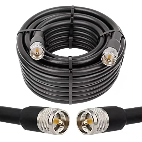 MOOKEERF PL259 CB Coax Cable 35ft, RG8 PL259 UHF Male to SO239 Male Low Loss CB Coax Coaxial Cable for CB Radio, VHF Radio, SWR Meter, Antenna Analyzer