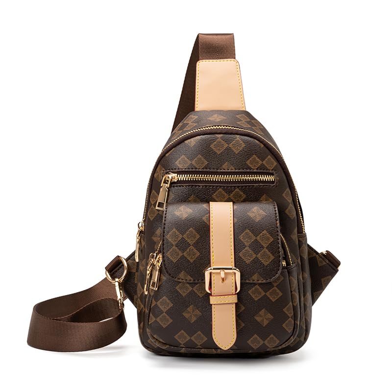 Women's Small Backpack Women's Leather Crossbody Chest Bag Adjustable Anti-theft