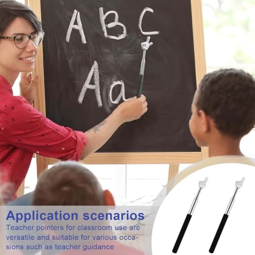 BIRLOZA 2 PCS Zeigestab Ausziehbar Versenkbare Klassenzimmer Teleskop Lehrer Zeiger Finger Zeigestock Edelstahl Kinder Ausziehbarer Zeigestab für Klassenzimmer Persönliche Interaktion(Schwarz)