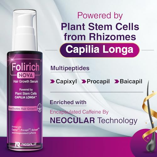 Image of Regaliz Folirich Nova Hair Growth Serum | Capilia Longa (Plant Stem Cell Extract), Capixyl, Procapil & Baicapil | Hair Fall Control & Strengthening | Non-Sticky, Fast Absorbing | 50 ml