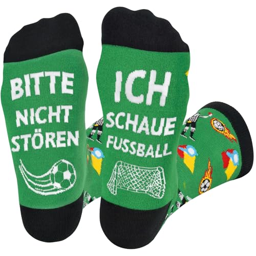 Brightdeal Lustige Fußball Socken mit Spruch Bitte Nicht Stören Ich Schaue Fußball, Geschenke für Männer und Damen Fußball Fanartikel Fußballliebhaber Geburtstag Vatertag Geschenke