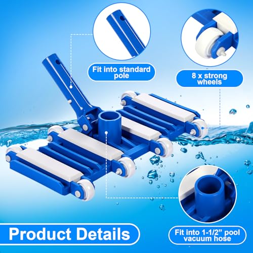 Tioncy 5 Pcs Pool Vacuum Cleaning Kit Includes Right Corner Pool Vacuum, 2 Skimmer Nets with 47\" Adjustable Pole and 1 Brush for Above Ground Ponds Hot Tub Spa Wall Floor Cleaning Maintenance