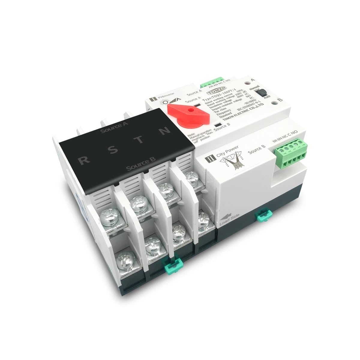 Disyuntores 4p 3 Fase 4 Wire DIN Rail ATS for Pavo Y el inversor Dual Power Selector automático de Transferencia Interruptores sin interrupciones 6 3a 100a 125a Diferencial Rearmable(100A)