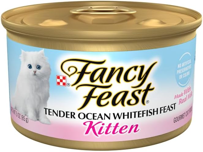 Fancy Feast Gourmet Kitten Tender Ocean Whitefish Feast Canned Cat Food 24-3oz Cans