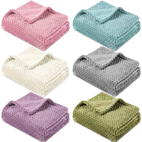 Image of 6 Pcs Baby Blanket Flannel Fuzzy Cozy Throw Blankets Soft Warm Fleece Sherpa Blanket for Newborn Infant and Toddler, Nursery Swaddling Blankets for Baby Kids,6 Colors (25 x 32 Inch)