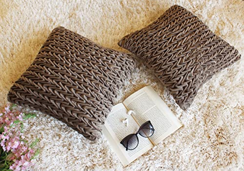 Image of Monstera Hut Corded Wavy Suede Dark Taupe Cushion Cover Pack of 2, (Cushion Cover 16x16inch) (40.6 x 40.6 cm)