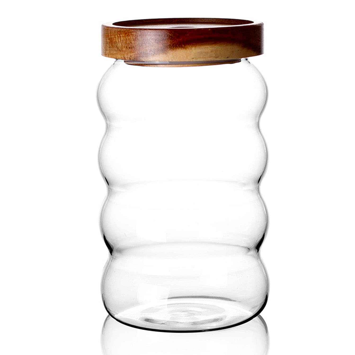 Luckte Clear Glass Jar With Lid Food Storage Container Jar With Airtight Seal Wooden Lids Glass Containers Canister Coffee, Tea,Spice Canister Sugar,Cookies,Nuts,Snack,Candy Jar