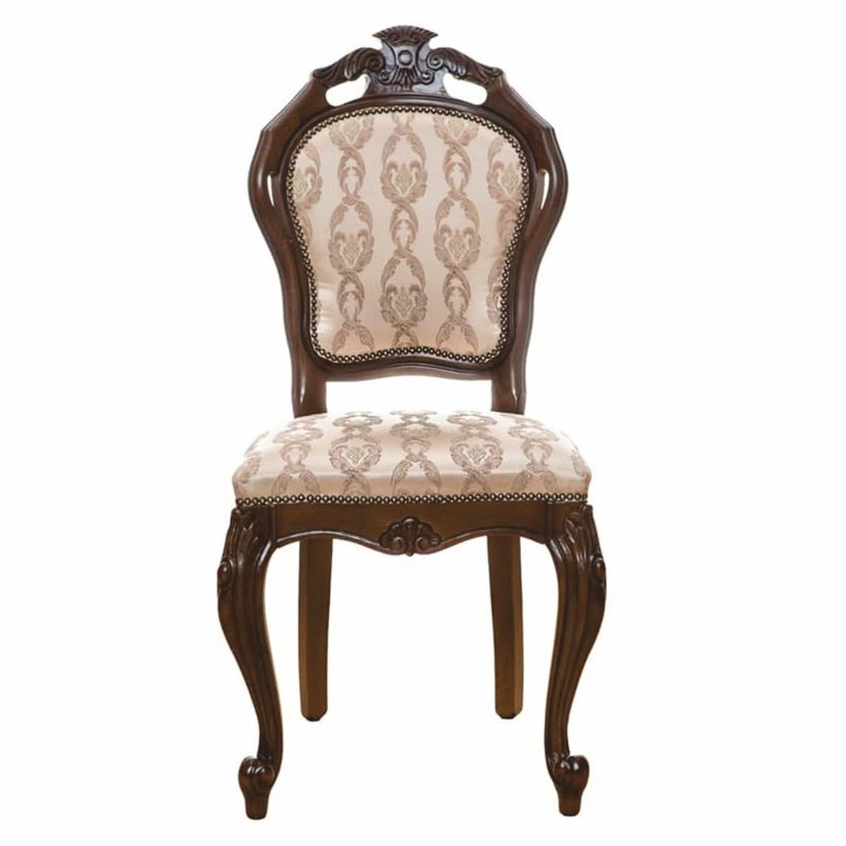 Casa Padrino Luksusowe barokowe krzesło do jadalni beżowe/ciemnobrązowe wys. 107 cm - meble barokowe
