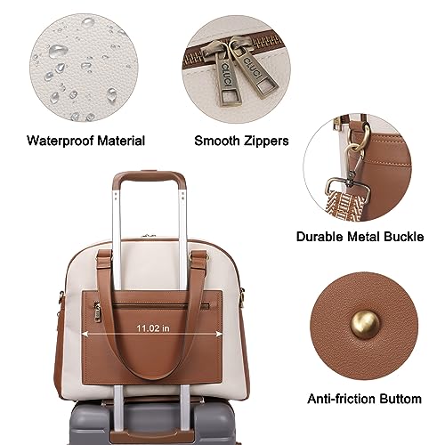 Image of CLUCI Weekender Bag for Women Beige with Brown
