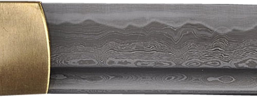 Handmade Sword - Samurai Wakizashi Sword, Practical, Hand Forged, 1045 Carbon Steel, Clay Tempered, Damascus, Full Tang, Sharp, Raised Details Tsuba, Black Wooden Scabbard, Sword Certificate