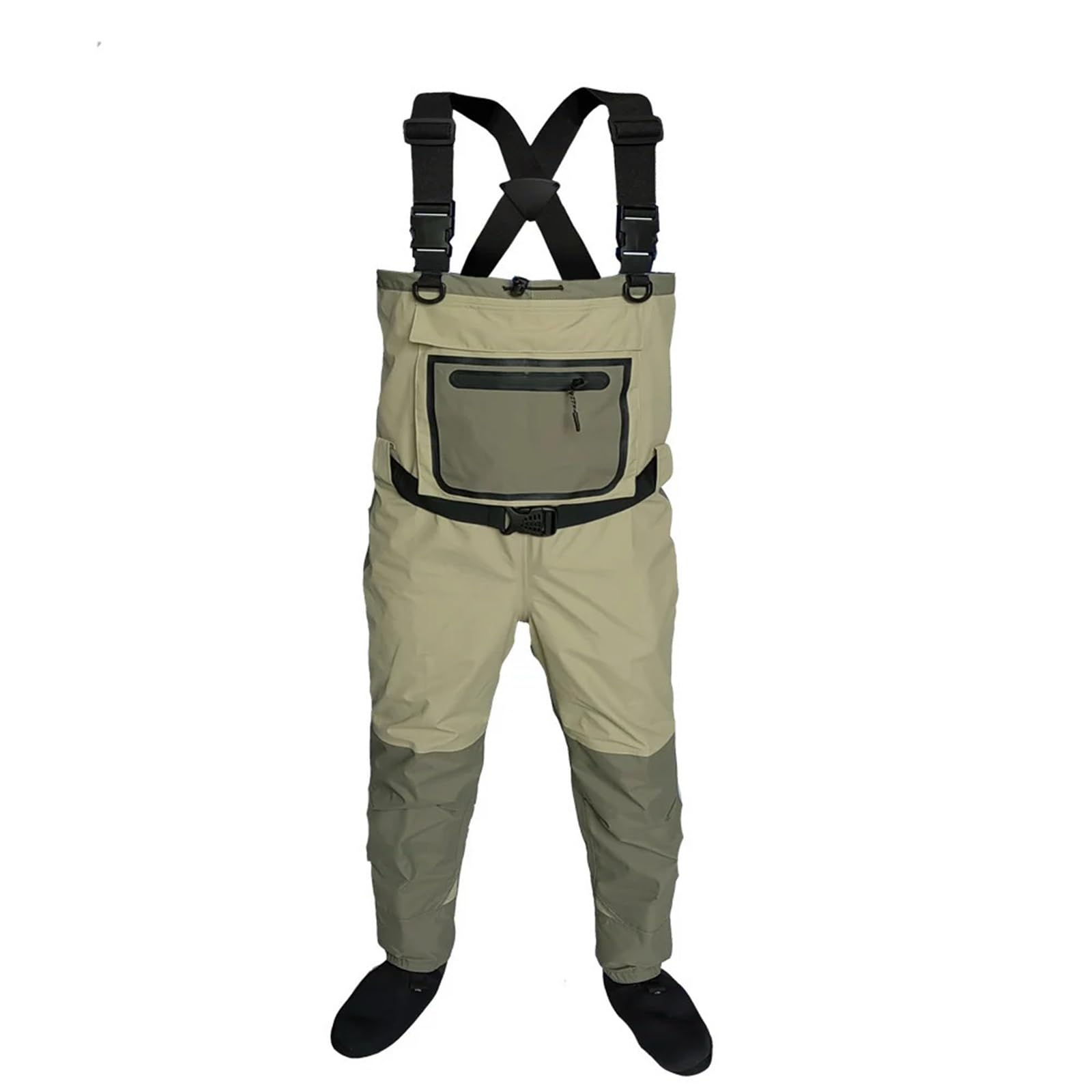 Wathose Herren wasserdichte und atmungsaktive Wathose for Fliegenfischen mit Neoprenfuß for Herren, Floßjagd, schnell trocknend