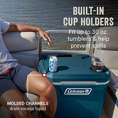 Image of Coleman Classic Series Insulated Portable Wheeled Cooler, Leak-Resistant Outdoor Hard Cooler Keeps Ice up to 5 Days, 62qt /65qt /100qt Options