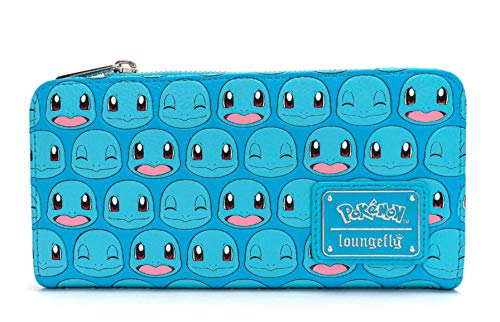 Loungefly x Pokemon Squirtle Faces Faux-Leather Flap Wallet (Blue, One Size)