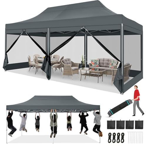 COBIZI 10x20 Heavy Duty Pop Up Canopy Tent with 6 Sidewalls...