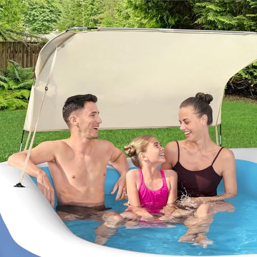 Image of H2OGO! 8 Foot 4 Inch x 70 Inch Summer Bliss Shaded Inflatable Family Pool for Kids Ages 6 Above