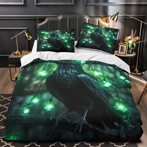 Housse de couette corbeau mystique lit simple en microfibre gothique - 2