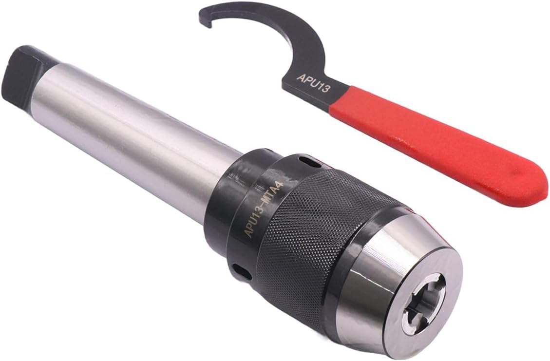 BestParts 1/32" - 1/2"(1mm - 13mm) Keyless Drill Chuck MT4-APU13 with Morse Taper MT4 Integral Shank and 1pc APU13 Spanner Wrench for Lathe Milling Drilling Machine