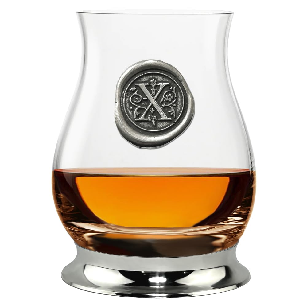 English Pewter Company Glencairn Personalised Whisky Mixer Glass with Monogram Initial, Unique Gifts for Men