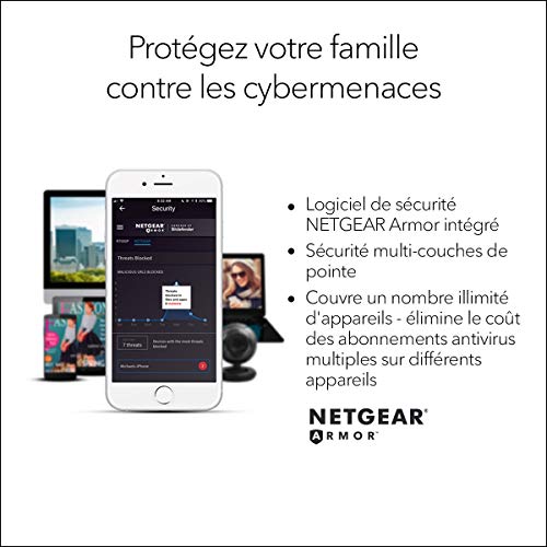 Netgear Routeur WiFi 6 4 Flux (RAX10) – Vitesse WiFi AX1800 (Jusqu’à 1,8 Gbit/s) | Bi-Bandes | Couverture jusqu'à 140 m²