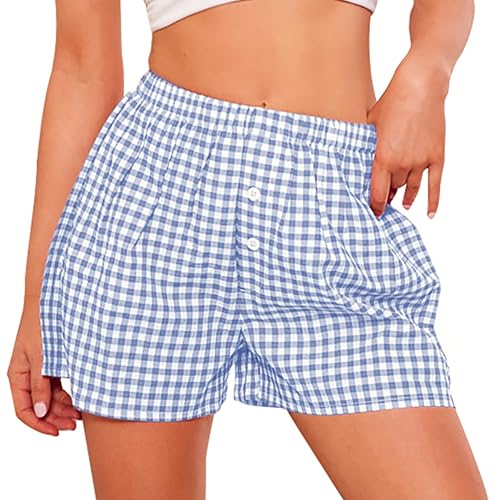 Image of PRETTYGARDEN Womens Summer Gingham Boxer Shorts
